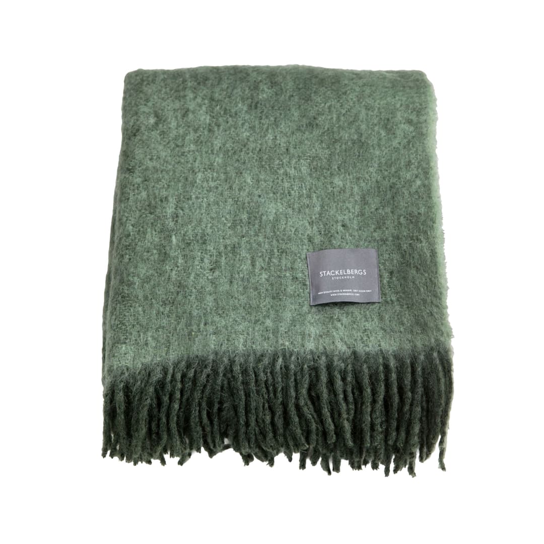 Mohairpledd 150x140cm - Lysegrønn (Moss & green melange)