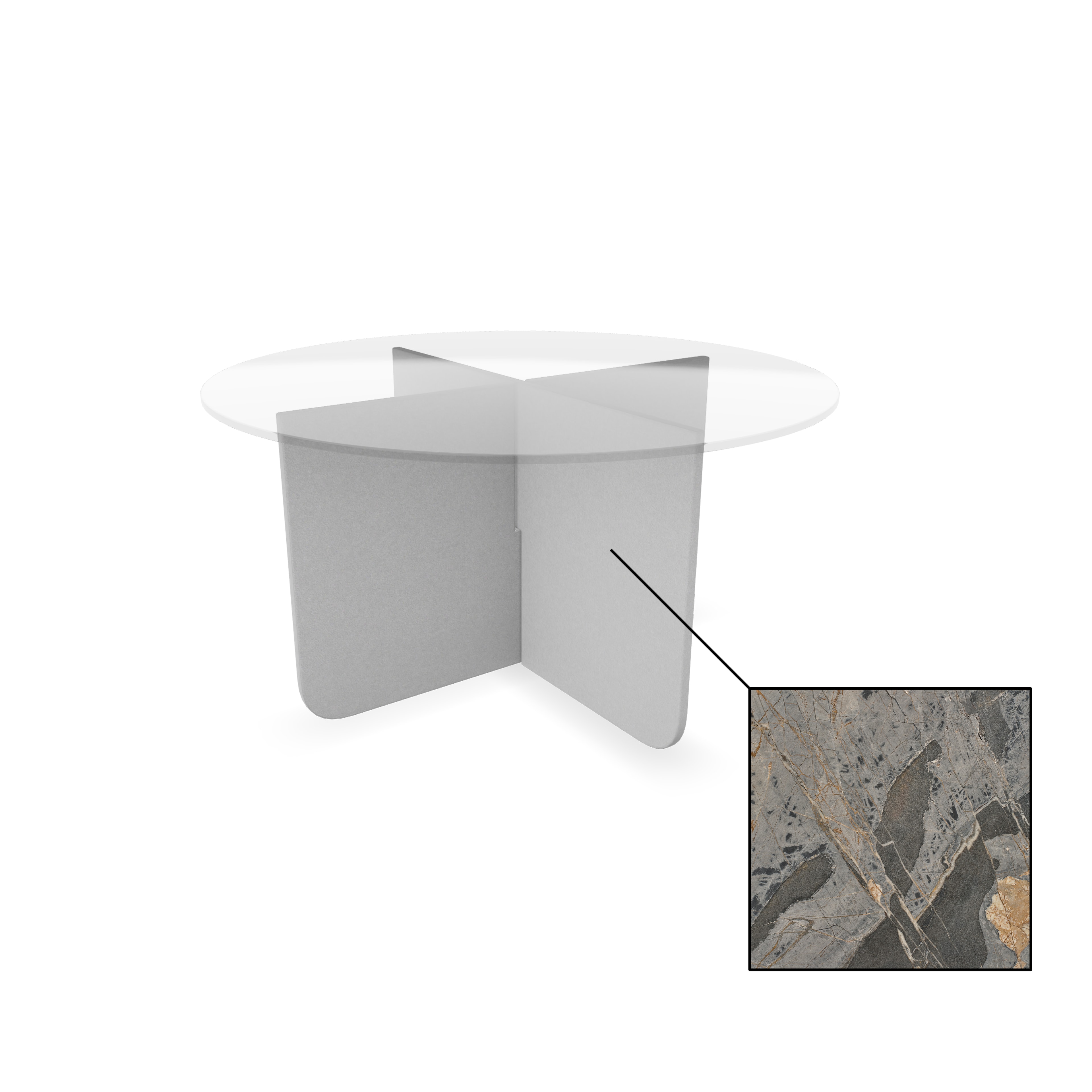 Rundt85cm - Marmor Tiger med glasskive