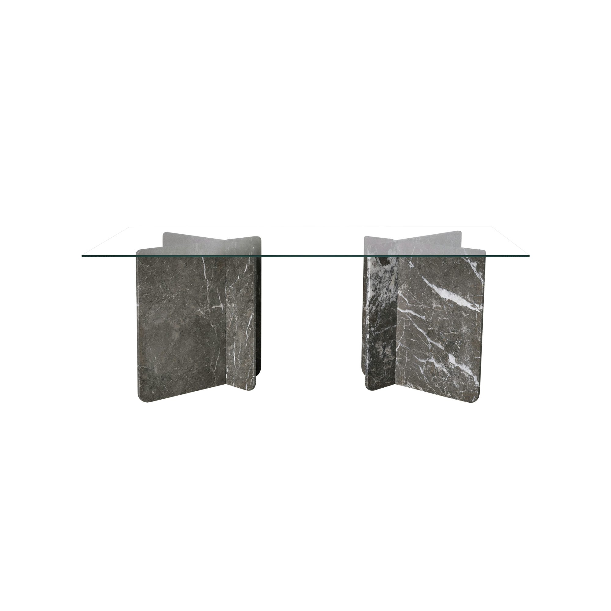 Rektangulær 200x100cm - Marmor Grå med glasskive