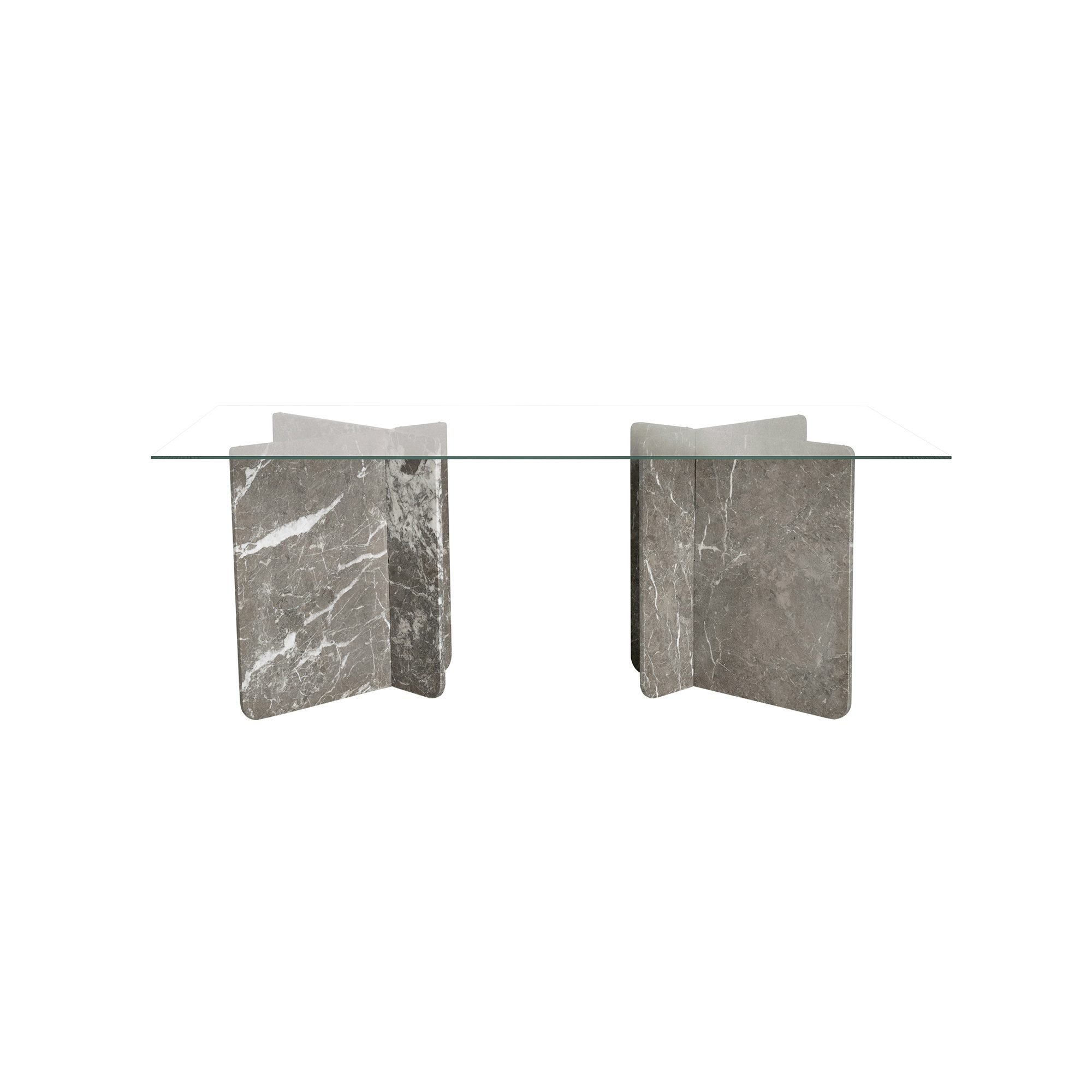 Rektangulær 200x100cm - Marmor Silver med glasskive